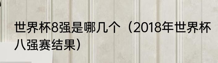 世界杯8强是哪几个（2018年世界杯八强赛结果）
