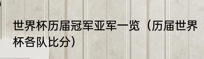 世界杯历届冠军亚军一览（历届世界杯各队比分）