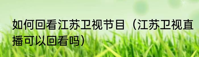 如何回看江苏卫视节目（江苏卫视直播可以回看吗）