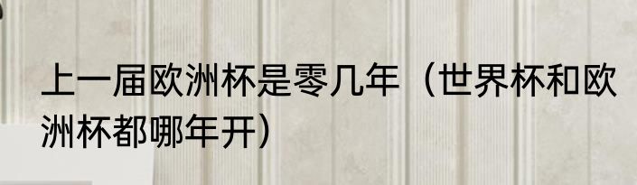 上一届欧洲杯是零几年（世界杯和欧洲杯都哪年开）