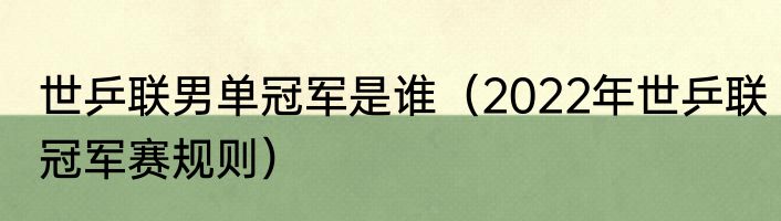世乒联男单冠军是谁（2022年世乒联冠军赛规则）