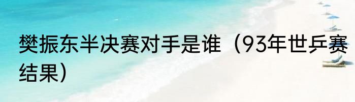 樊振东半决赛对手是谁（93年世乒赛结果）