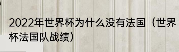 2022年世界杯为什么没有法国（世界杯法国队战绩）