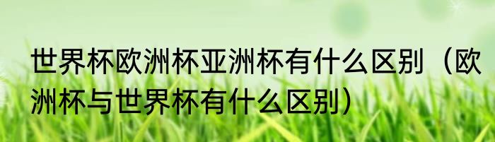 世界杯欧洲杯亚洲杯有什么区别（欧洲杯与世界杯有什么区别）