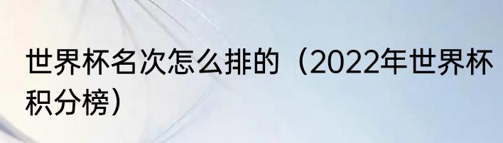 世界杯名次怎么排的（2022年世界杯积分榜）