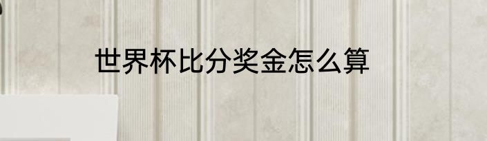 世界杯比分奖金怎么算