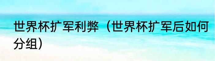 世界杯扩军利弊（世界杯扩军后如何分组）