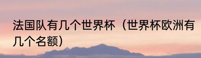 法国队有几个世界杯（世界杯欧洲有几个名额）