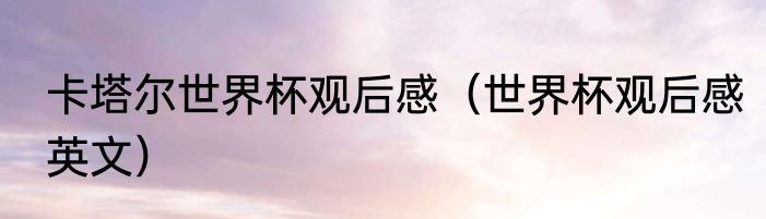 卡塔尔世界杯观后感（世界杯观后感英文）