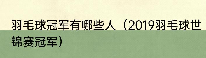 羽毛球冠军有哪些人（2019羽毛球世锦赛冠军）