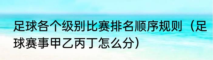 足球各个级别比赛排名顺序规则（足球赛事甲乙丙丁怎么分）