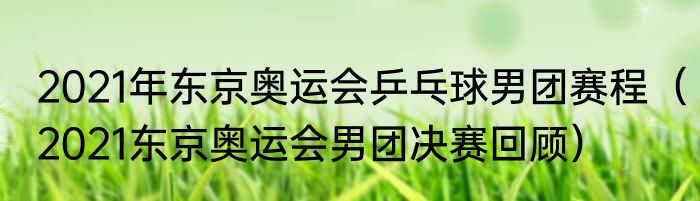 2021年东京奥运会乒乓球男团赛程（2021东京奥运会男团决赛回顾）