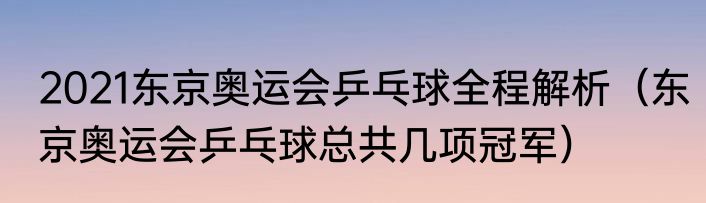 2021东京奥运会乒乓球全程解析（东京奥运会乒乓球总共几项冠军）