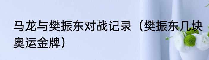 马龙与樊振东对战记录（樊振东几块奥运金牌）
