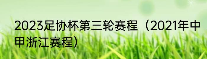 2023足协杯第三轮赛程（2021年中甲浙江赛程）