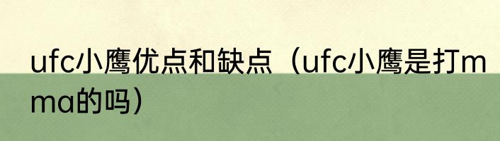 ufc小鹰优点和缺点（ufc小鹰是打mma的吗）