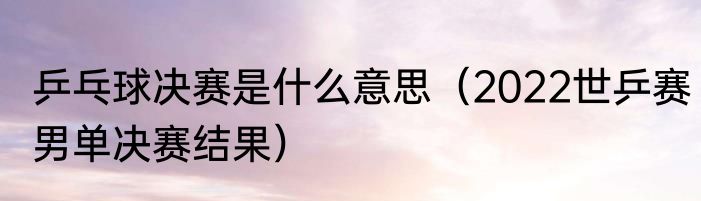 乒乓球决赛是什么意思（2022世乒赛男单决赛结果）