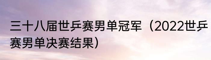 三十八届世乒赛男单冠军（2022世乒赛男单决赛结果）