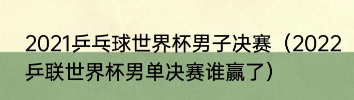 2021乒乓球世界杯男子决赛（2022乒联世界杯男单决赛谁赢了）