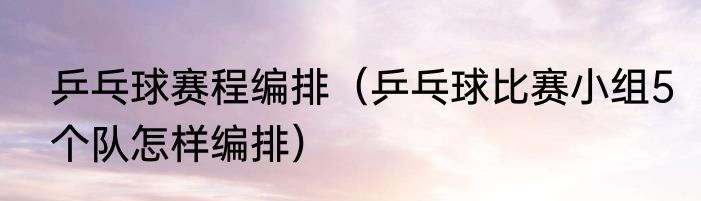 乒乓球赛程编排（乒乓球比赛小组5个队怎样编排）