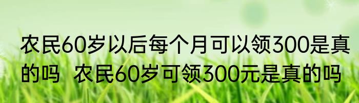 农民60岁以后每个月可以领300是真的吗  农民60岁可领300元是真的吗