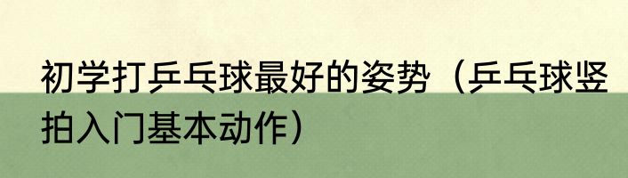 初学打乒乓球最好的姿势（乒乓球竖拍入门基本动作）