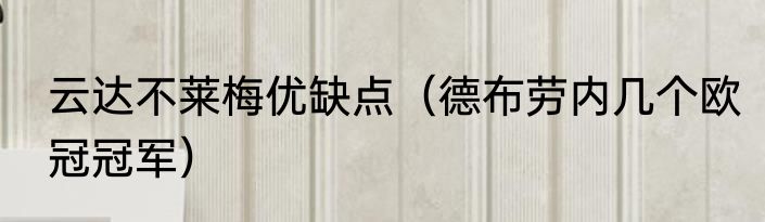 云达不莱梅优缺点（德布劳内几个欧冠冠军）
