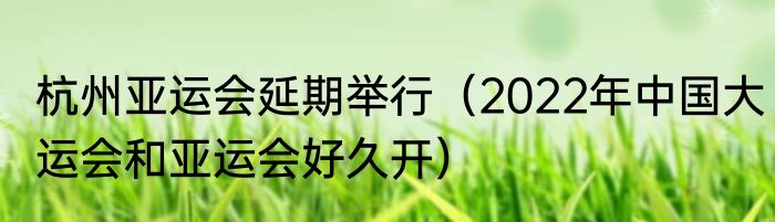 杭州亚运会延期举行（2022年中国大运会和亚运会好久开）