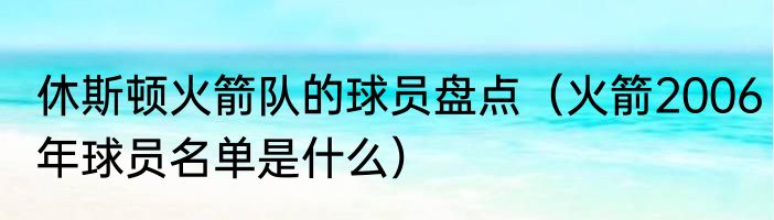 休斯顿火箭队的球员盘点（火箭2006年球员名单是什么）