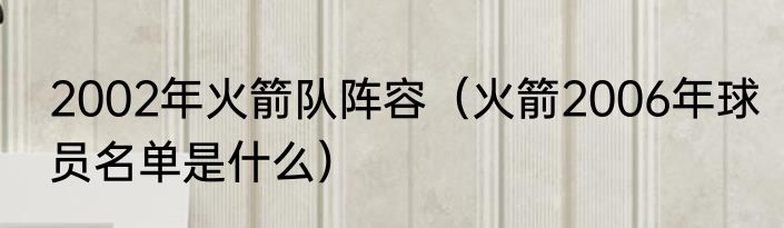2002年火箭队阵容（火箭2006年球员名单是什么）