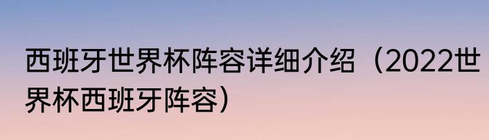 西班牙世界杯阵容详细介绍（2022世界杯西班牙阵容）
