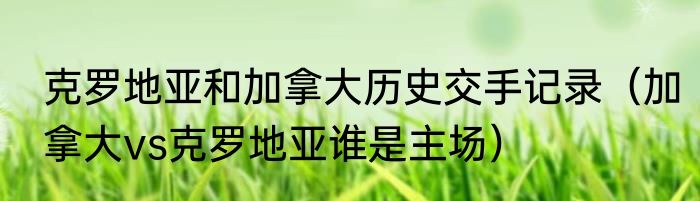 克罗地亚和加拿大历史交手记录（加拿大vs克罗地亚谁是主场）