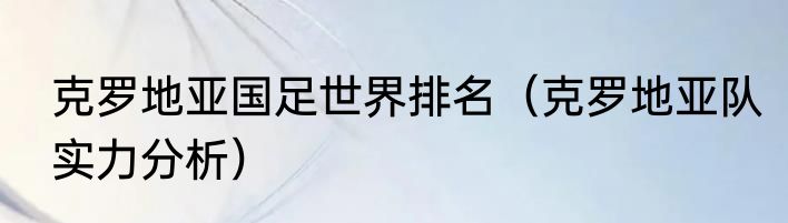 克罗地亚国足世界排名（克罗地亚队实力分析）