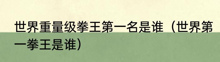 世界重量级拳王第一名是谁（世界第一拳王是谁）