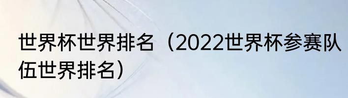 世界杯世界排名（2022世界杯参赛队伍世界排名）