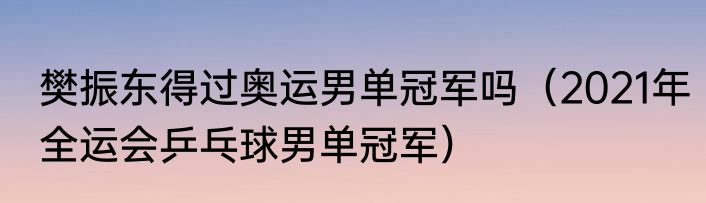 樊振东得过奥运男单冠军吗（2021年全运会乒乓球男单冠军）
