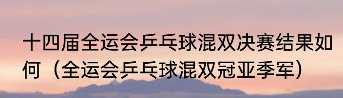 十四届全运会乒乓球混双决赛结果如何（全运会乒乓球混双冠亚季军）