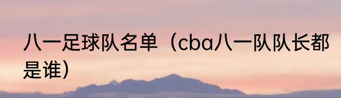 八一足球队名单（cba八一队队长都是谁）
