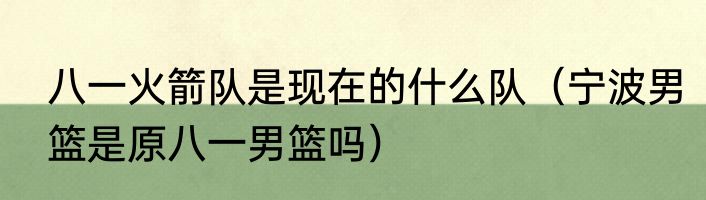 八一火箭队是现在的什么队（宁波男篮是原八一男篮吗）