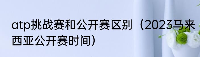 atp挑战赛和公开赛区别（2023马来西亚公开赛时间）