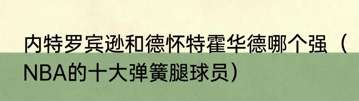 内特罗宾逊和德怀特霍华德哪个强（NBA的十大弹簧腿球员）