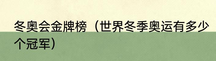 冬奥会金牌榜（世界冬季奥运有多少个冠军）