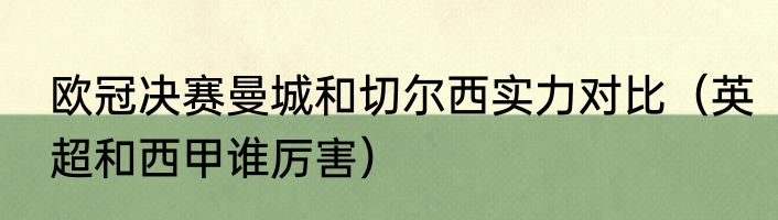 欧冠决赛曼城和切尔西实力对比（英超和西甲谁厉害）