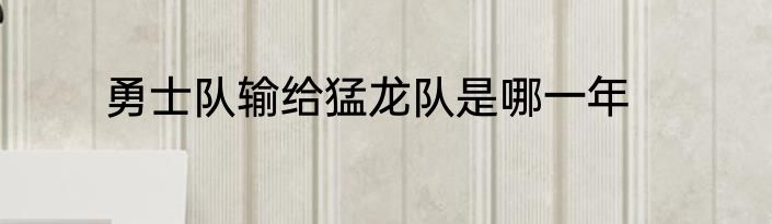 勇士队输给猛龙队是哪一年