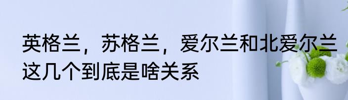 英格兰，苏格兰，爱尔兰和北爱尔兰这几个到底是啥关系