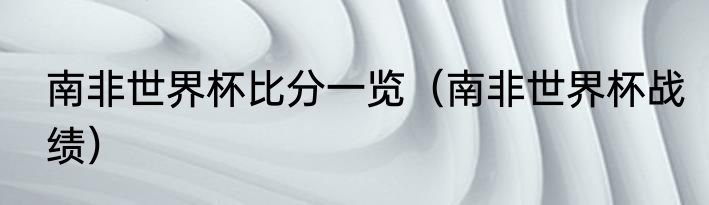 南非世界杯比分一览（南非世界杯战绩）