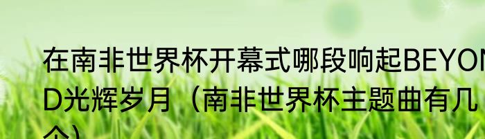 在南非世界杯开幕式哪段响起BEYOND光辉岁月（南非世界杯主题曲有几个）