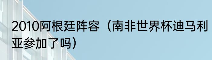 2010阿根廷阵容（南非世界杯迪马利亚参加了吗）