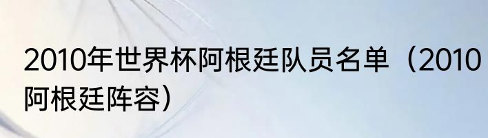 2010年世界杯阿根廷队员名单（2010阿根廷阵容）