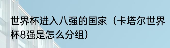 世界杯进入八强的国家（卡塔尔世界杯8强是怎么分组）